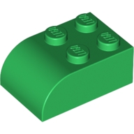 Lego kostka (kostička) 3x2 zakulacená nahoře, zelená (621528)